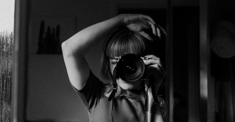Camera Attachments - Free stock photo of black and white, reflection, selfie
