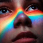 Portrait Photography - Woman With Rainbow Light Reflecting Her Face